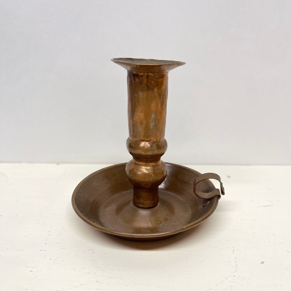 Hammered Copper Chamberstick Candle Holder